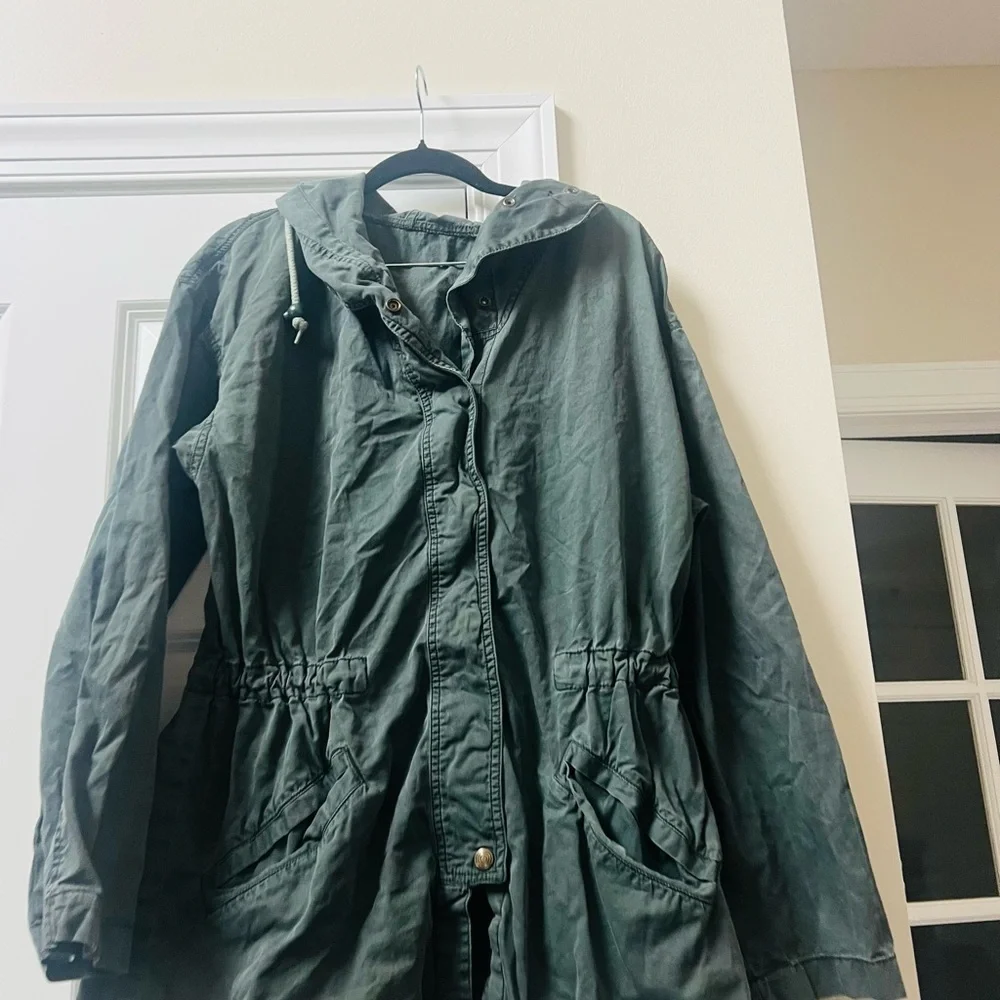 Olive Utility Jacket with Hood - Picture 2 of 5